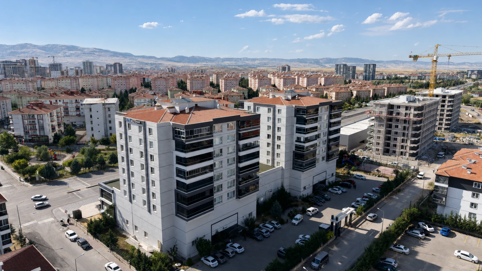 Laviva 2 bloklarının havadan arka cephe görünümü