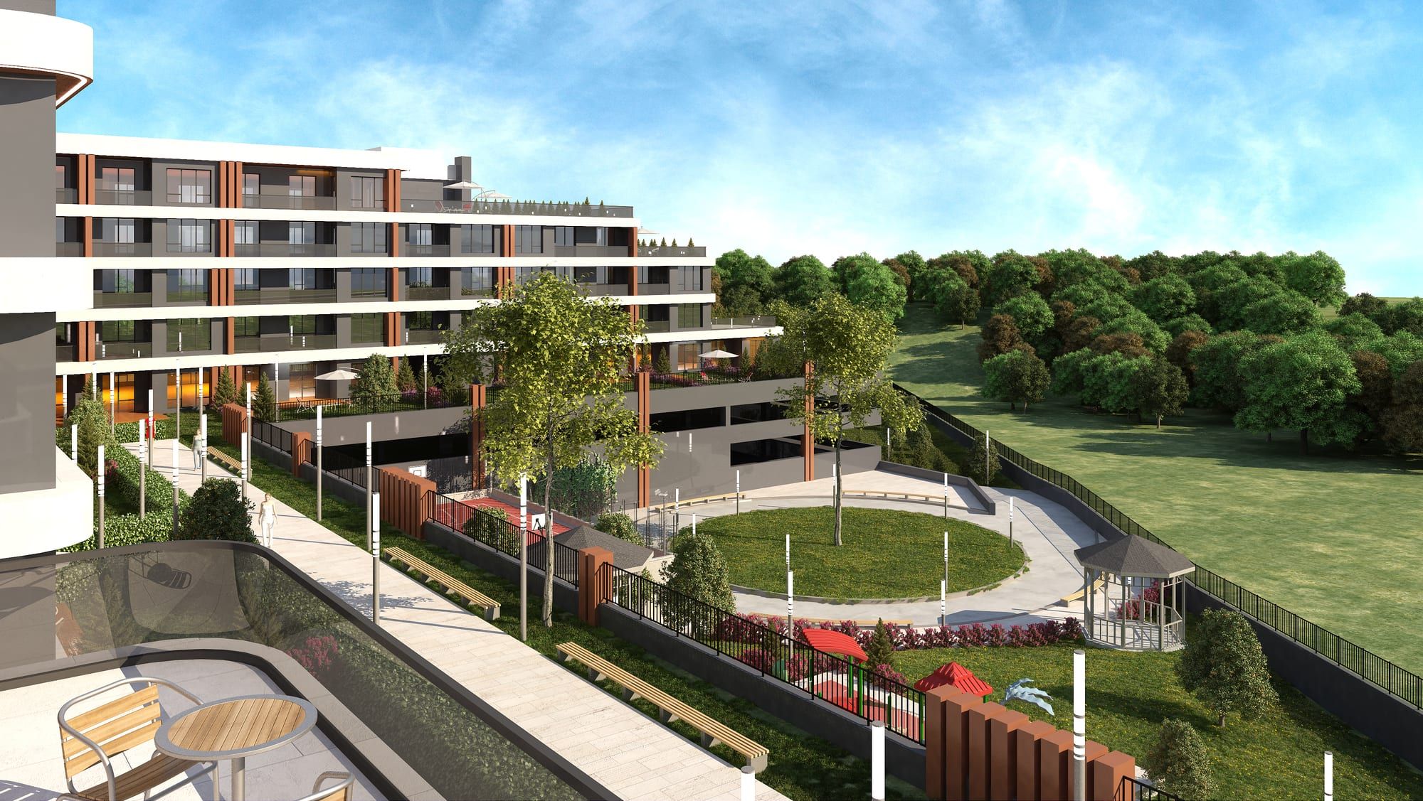 Laviva Trivium geniş bahçe ve peyzaj renderı