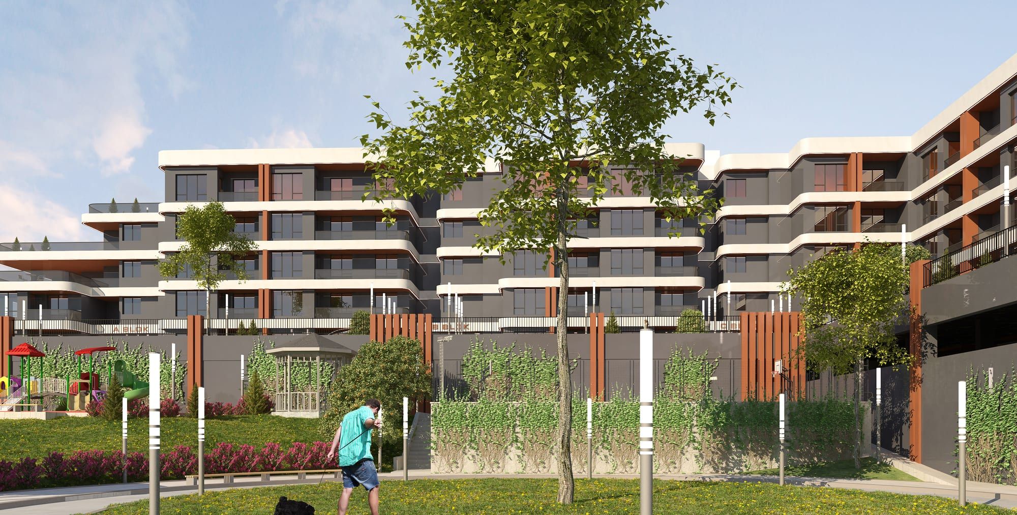Laviva Trivium peyzajlı oturma aksı renderı