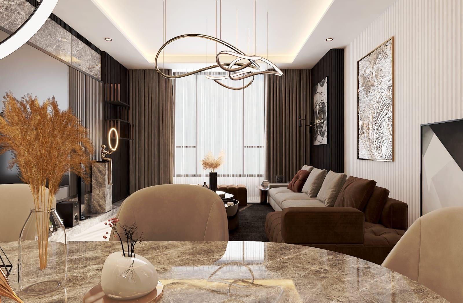 Laviva Zirve daire salon iç mekanı renderı