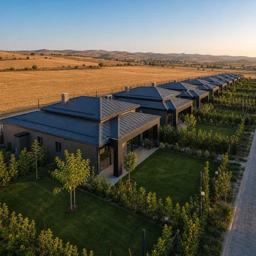 Laviva Yaşam Köyü'nün gerçek proje fotoğraflarını temel alan fotogerçekçi temsili villa görünümü